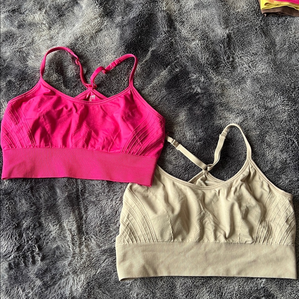 Women's Pink & Beige Sports Bra
